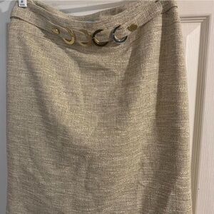 ANTONIO MELANI Textured Tan Skirt with Gold Details